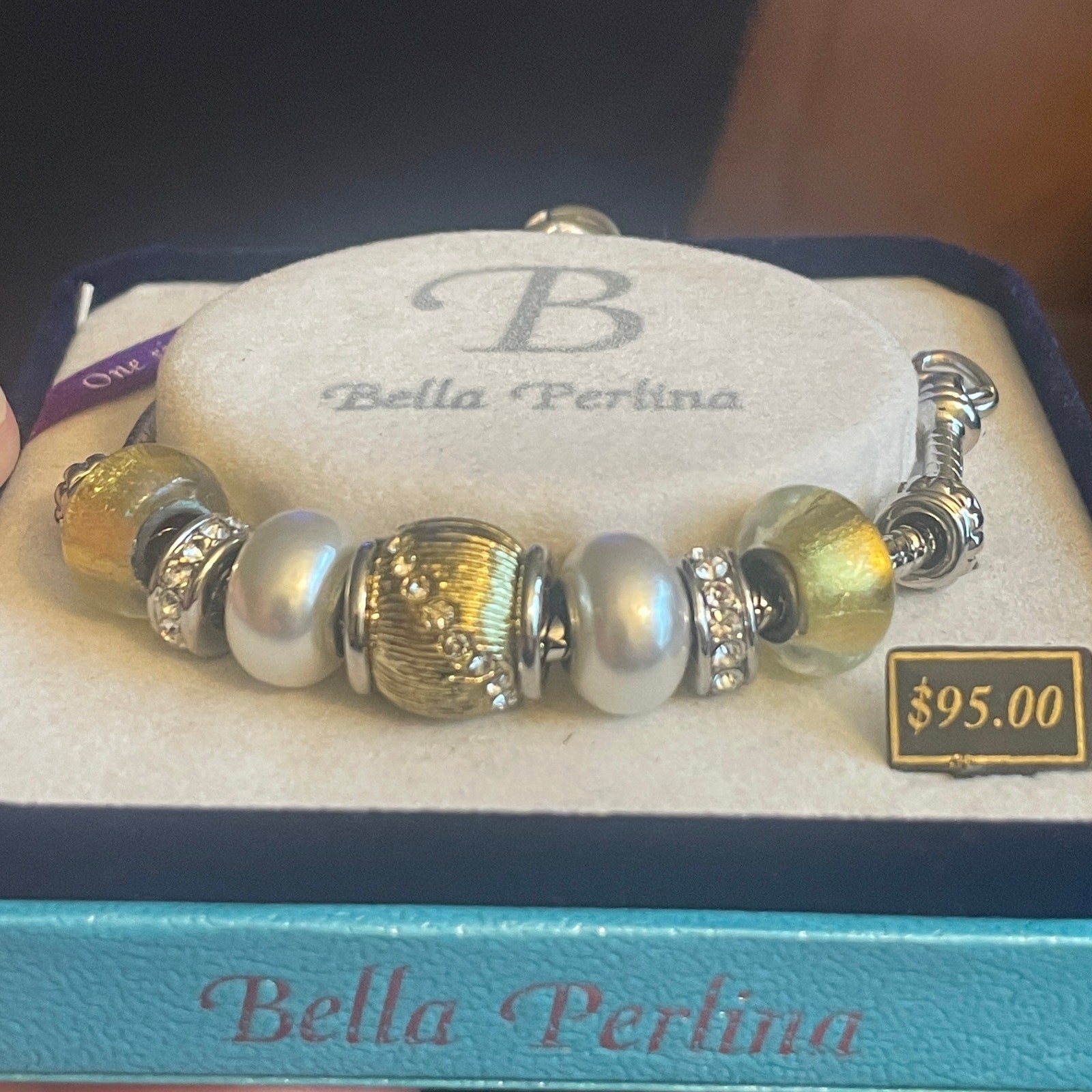 Bella Perlina NEW Gold and Silver Tone Bracelet Charm and Crystal Bead
