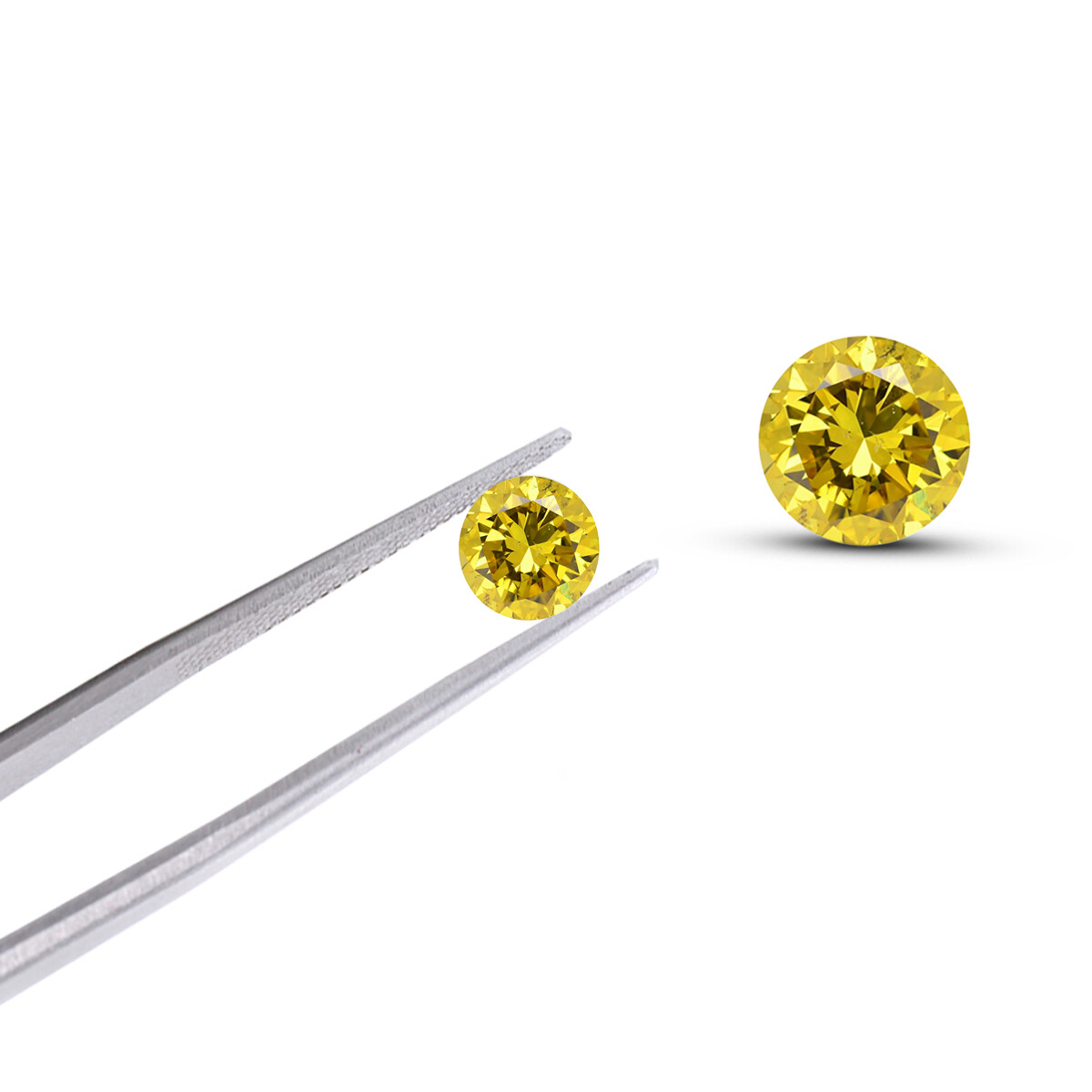 0.66cts 4.3mm Matching Round Pair Fancy Yellow Natural Earth Mined Loose Diamond