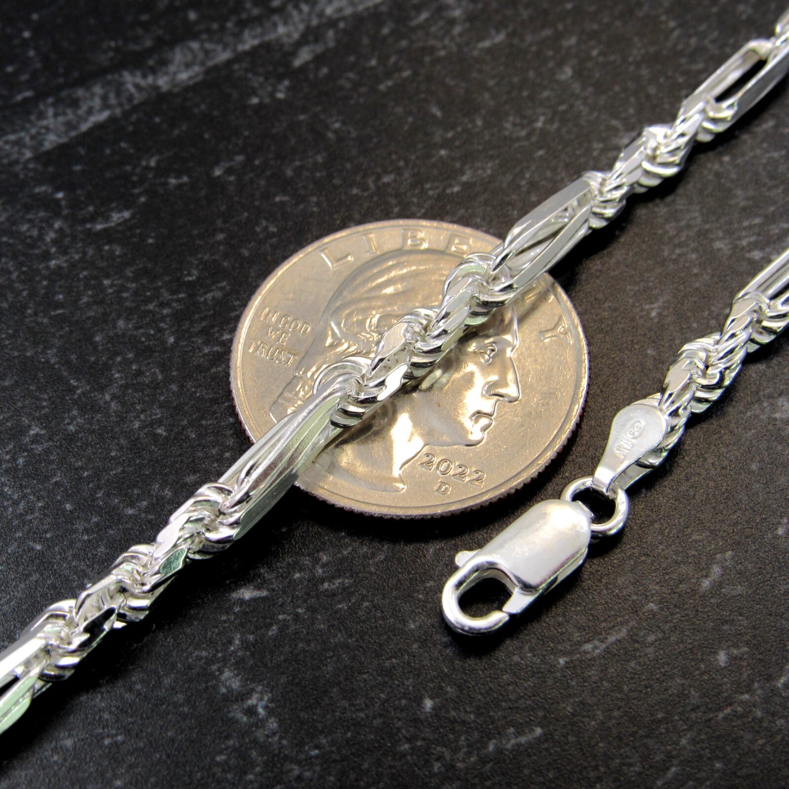 Solid 925 Sterling Silver Men’s Italian Figarope Chain Milano Necklace Bracelet