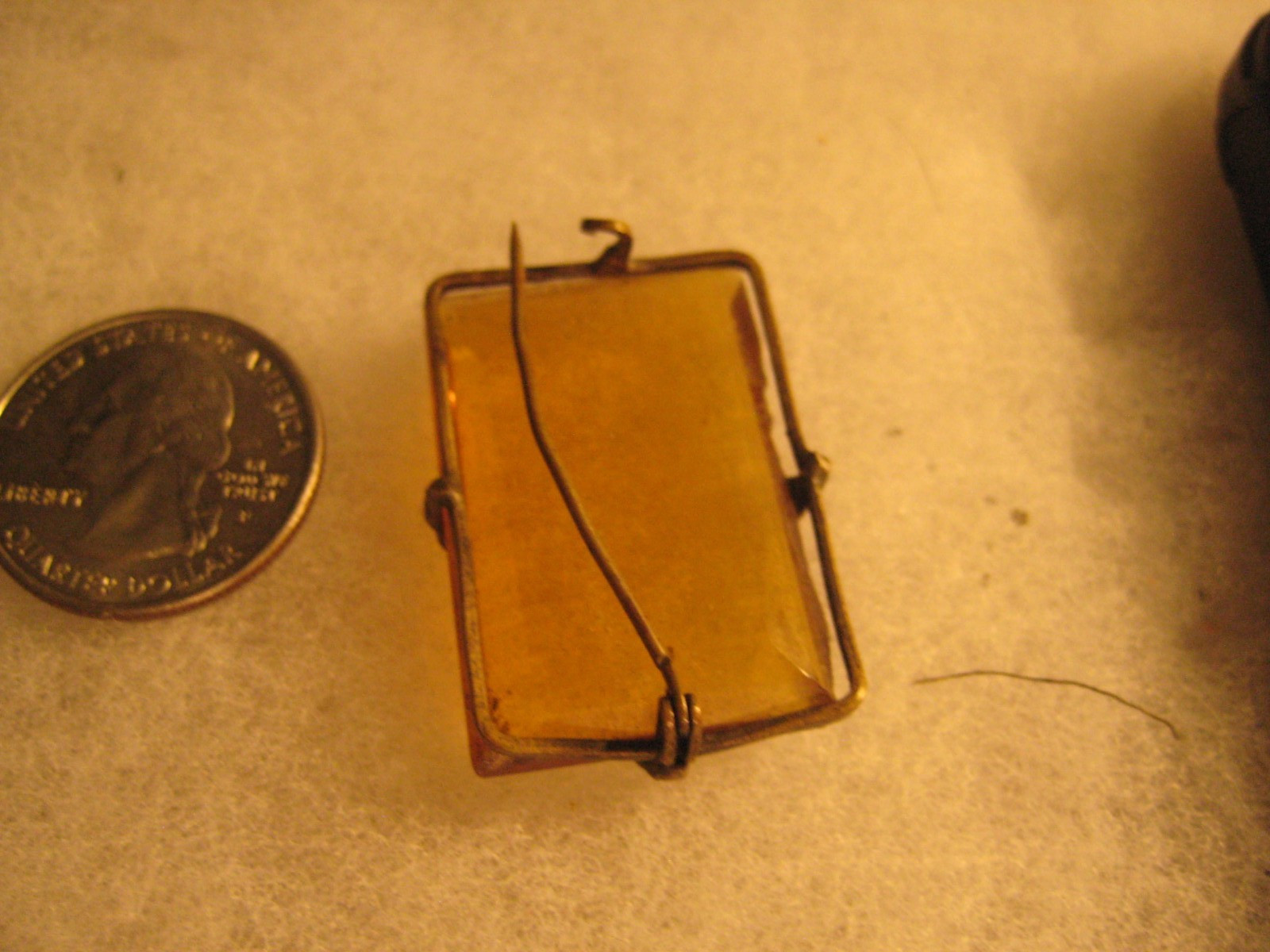 Art Deco Yellow rectangular stone beveled edges