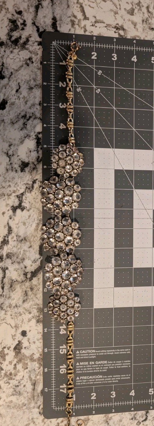 J.Crew Signed Gold Tone Clear Crystal Cluster Bib Statement Necklace Adjustable