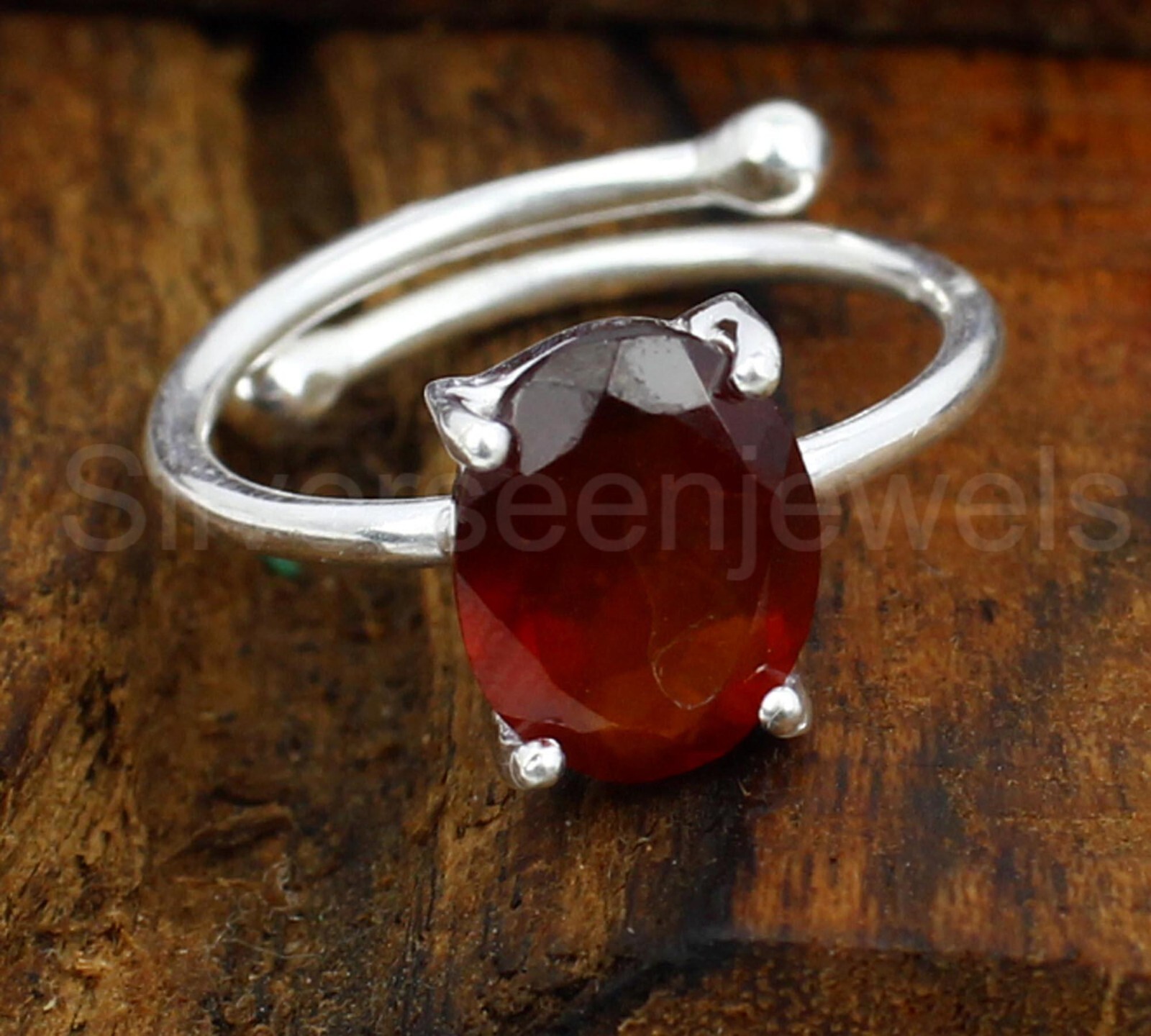 925 Silver Ring, Garnet Ring, Designer Ring, Prong Ring, Boho Ring, For Woman