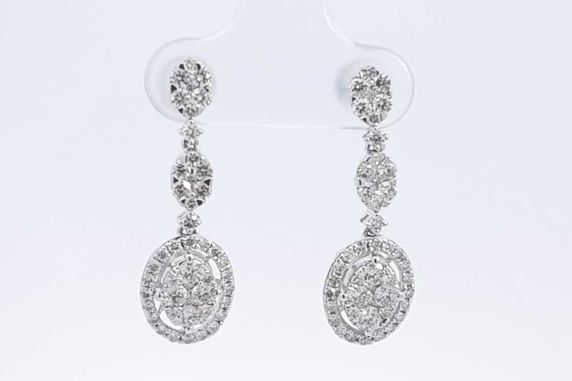 2.56cttw Diamond Drop Stud Earrings In 18k White Gold 3.2 Grams Eb0326lxexdu