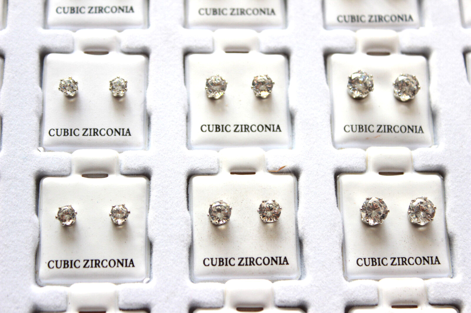Wholesale 36pcs Cubic Zirconia CZ Earrings Wedding Round Stud Silver Jewelry Lot