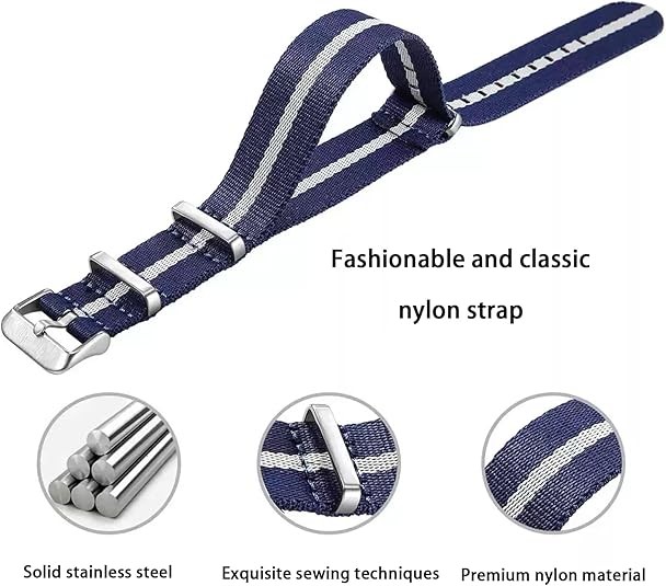 Canvas Nylon Watch Strap for Omega Swatch Seamaster Speedmaster Seiko 18-24mm