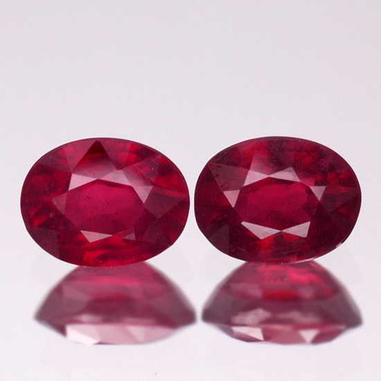 Matching Pair 5CT $69.99/ 2 PCS 9x7MM. Beautiful Natural Pigeon Blood Red Ruby