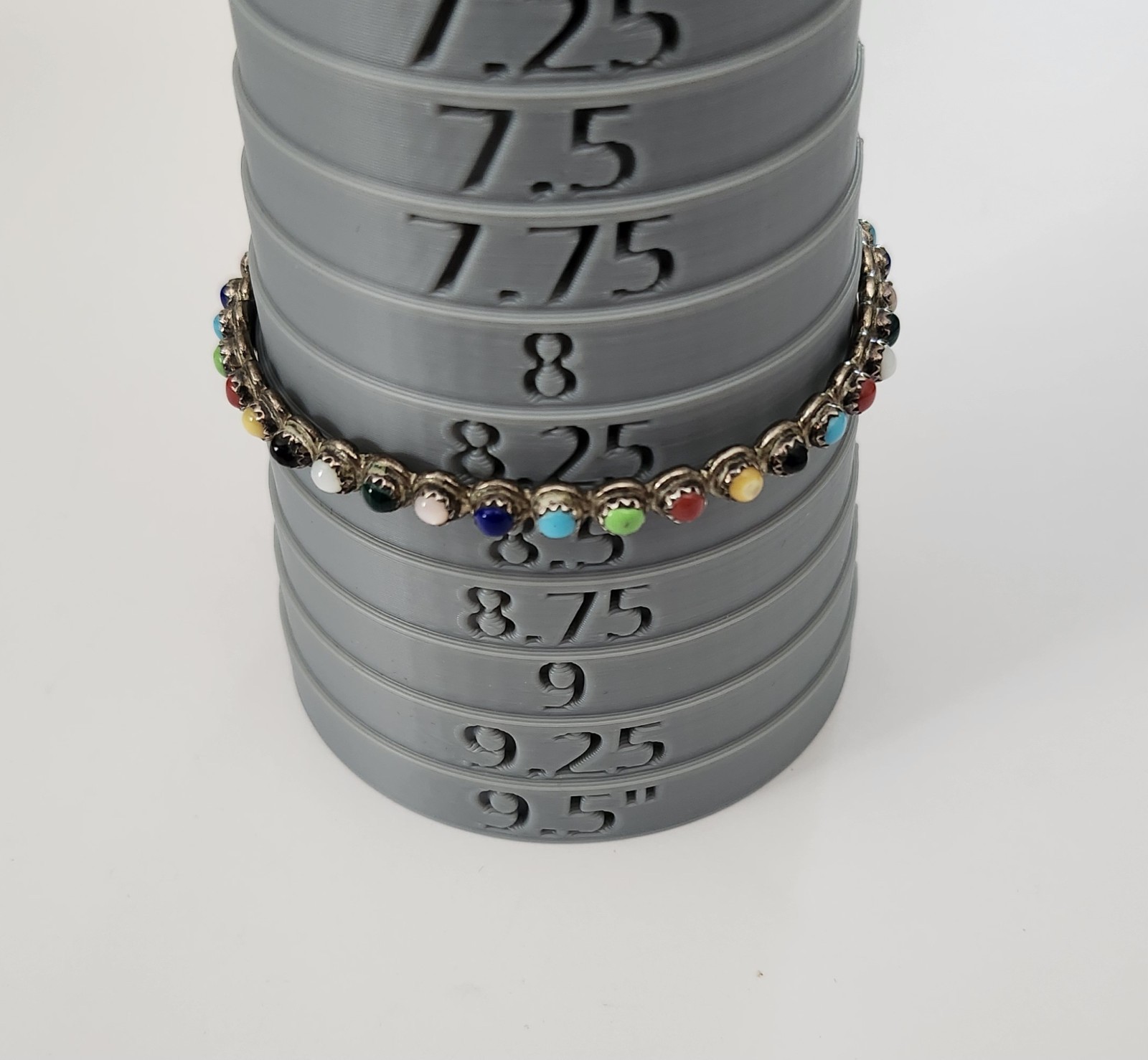 Vintage Zuni Multistone Rainbow Cabochon Bangle Bracelet MCA Mike Carol Allapowa