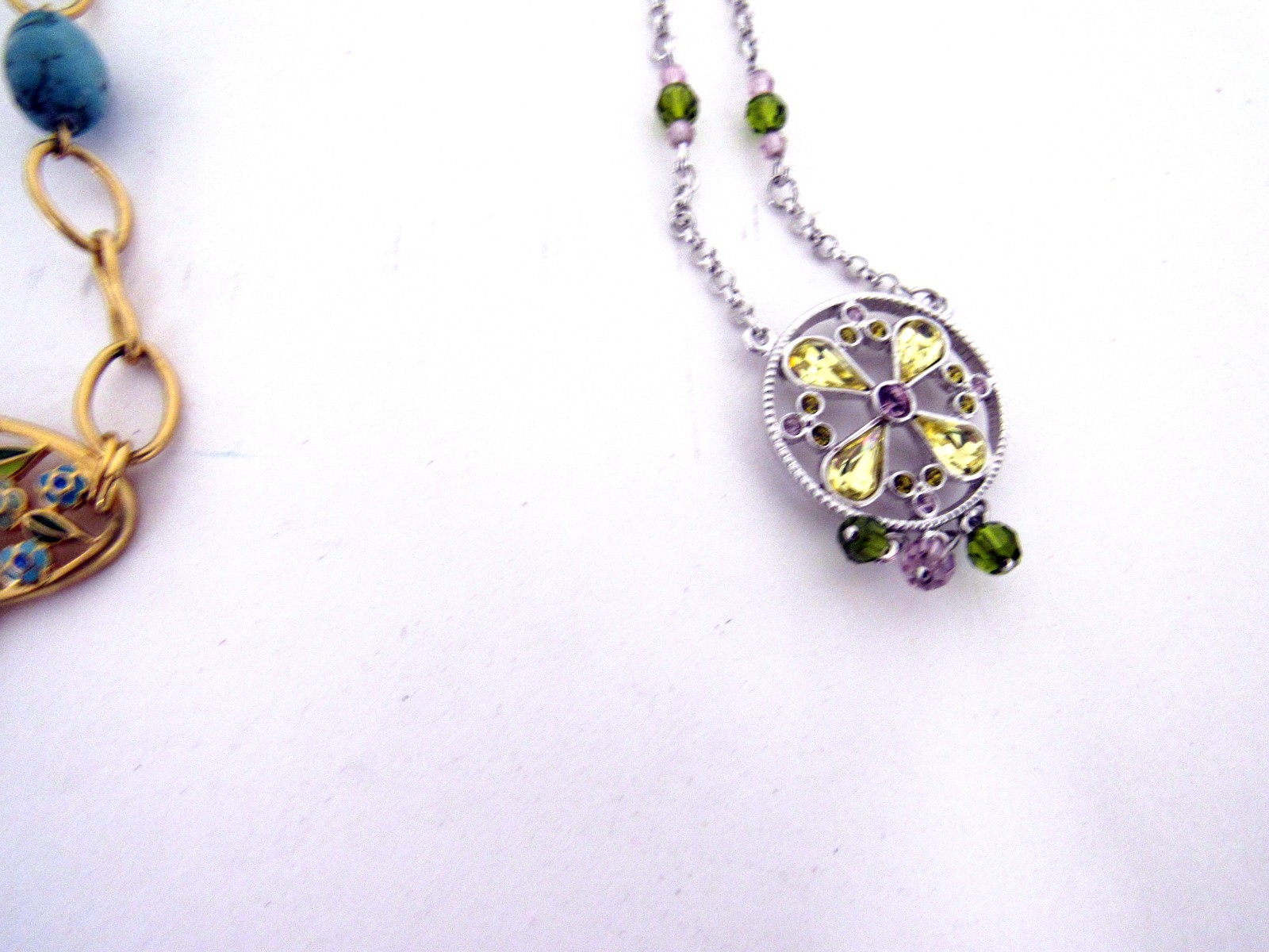 4 pieces Swarovski Crystal Costume Jewelry 1 Bracelet and 3 Necklaces Plus Box