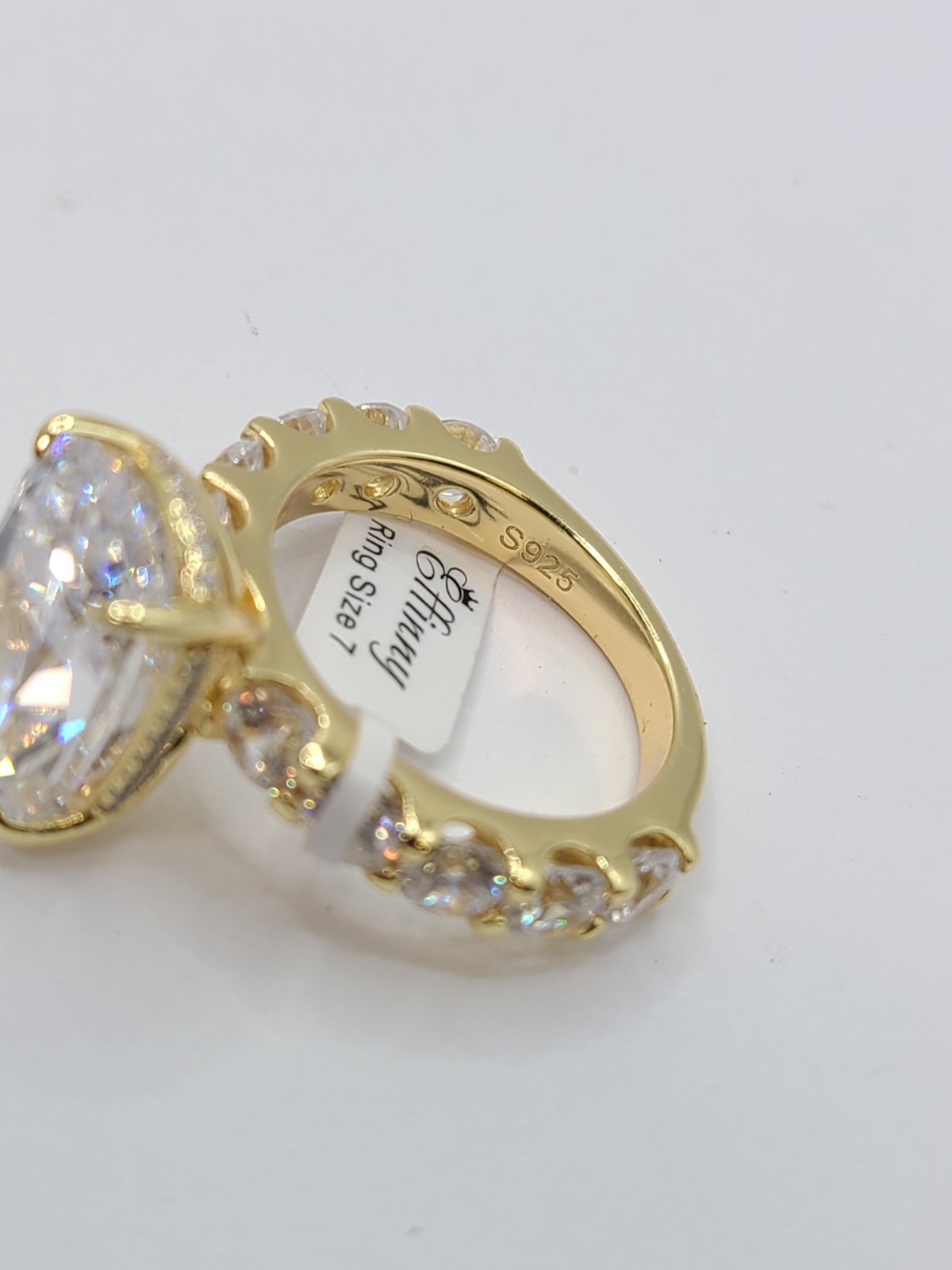 Effinny 4.0/9.0ct Crushed Ice Elongated Cushion Cut Engagement Ring 925 sz 7