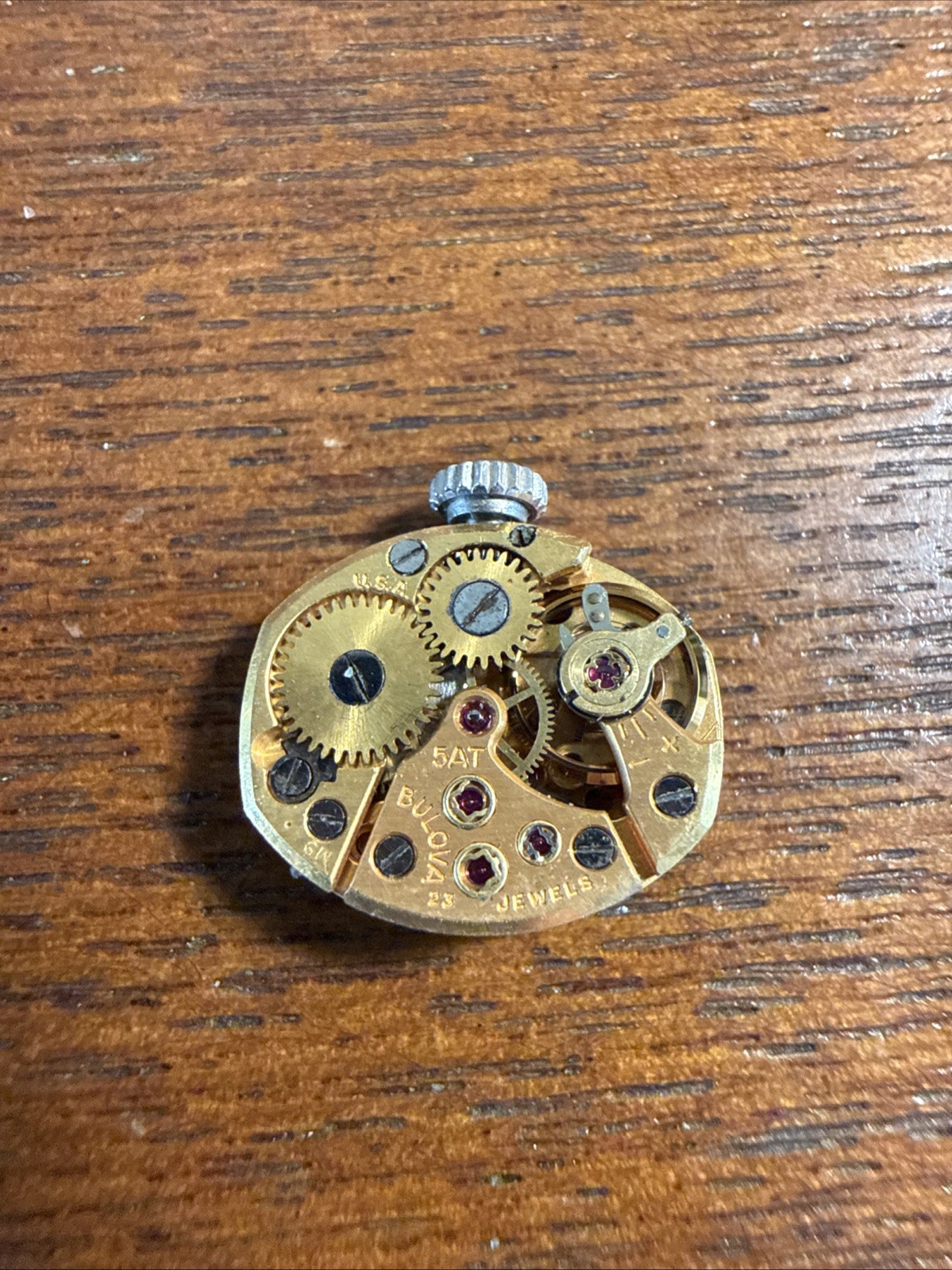 Vintage Bulova 5AT 23 jewel ladies wrist watch movement with dial and crown
