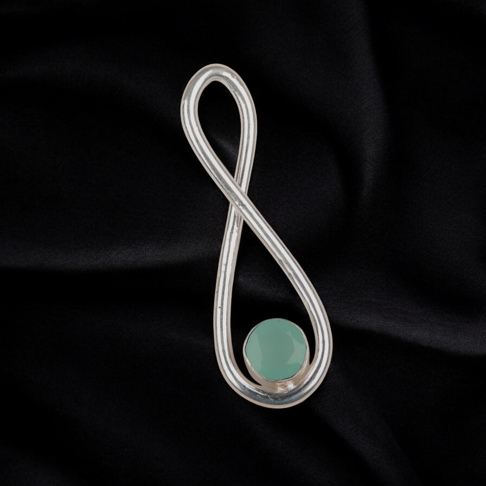 Aqua Chalcedony Gemstone Jewelry 925 Silver Handmade Pendant 1.66″ For Women