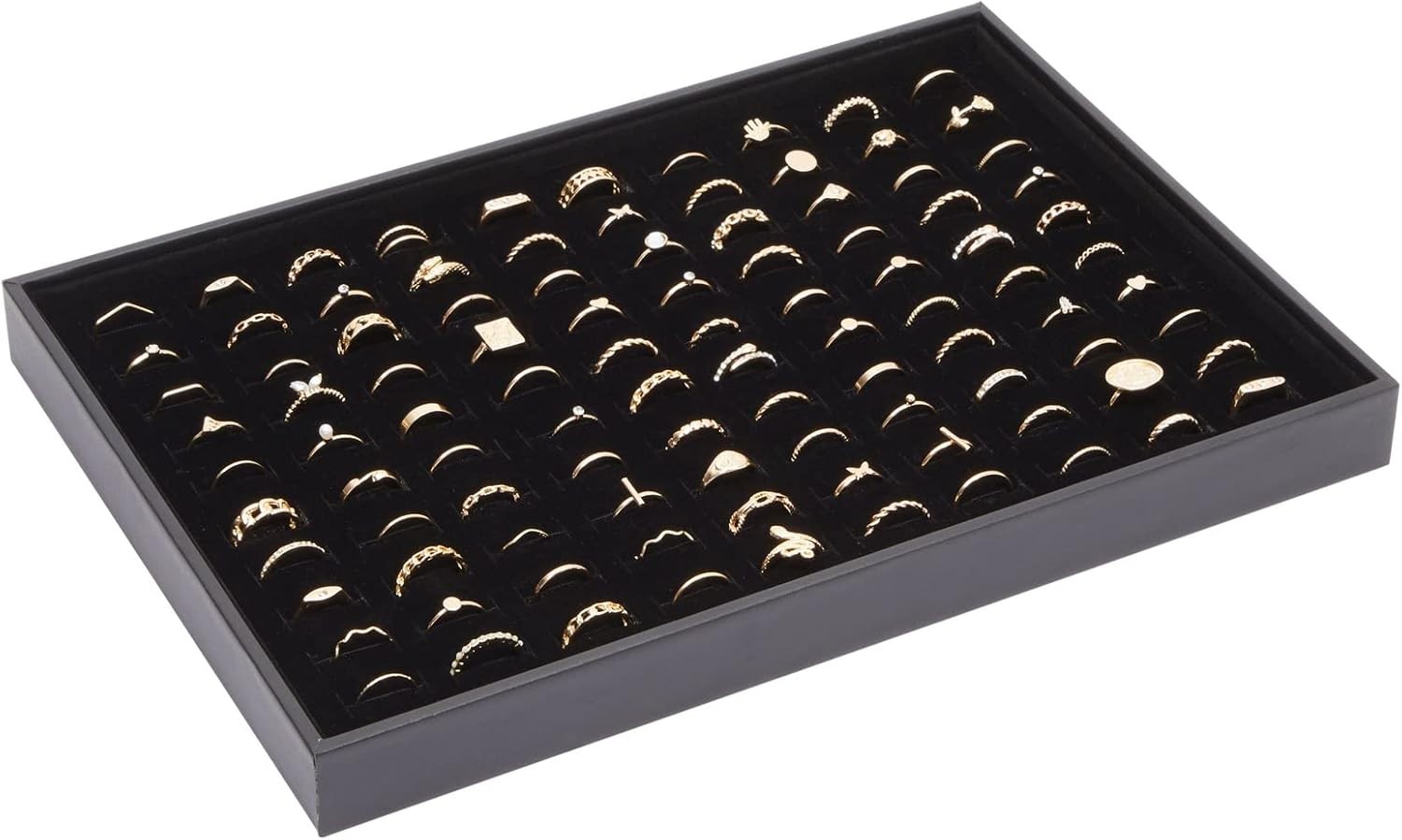 Juvale 2 Pack Ring Display Tray Velvet, 100 Slot Foam Jewelry Organizer