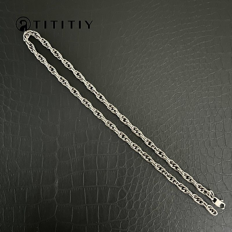 New Pure Titanium Twisted Necklace With a 7mm Wide Anti Allergic Moisture Chain