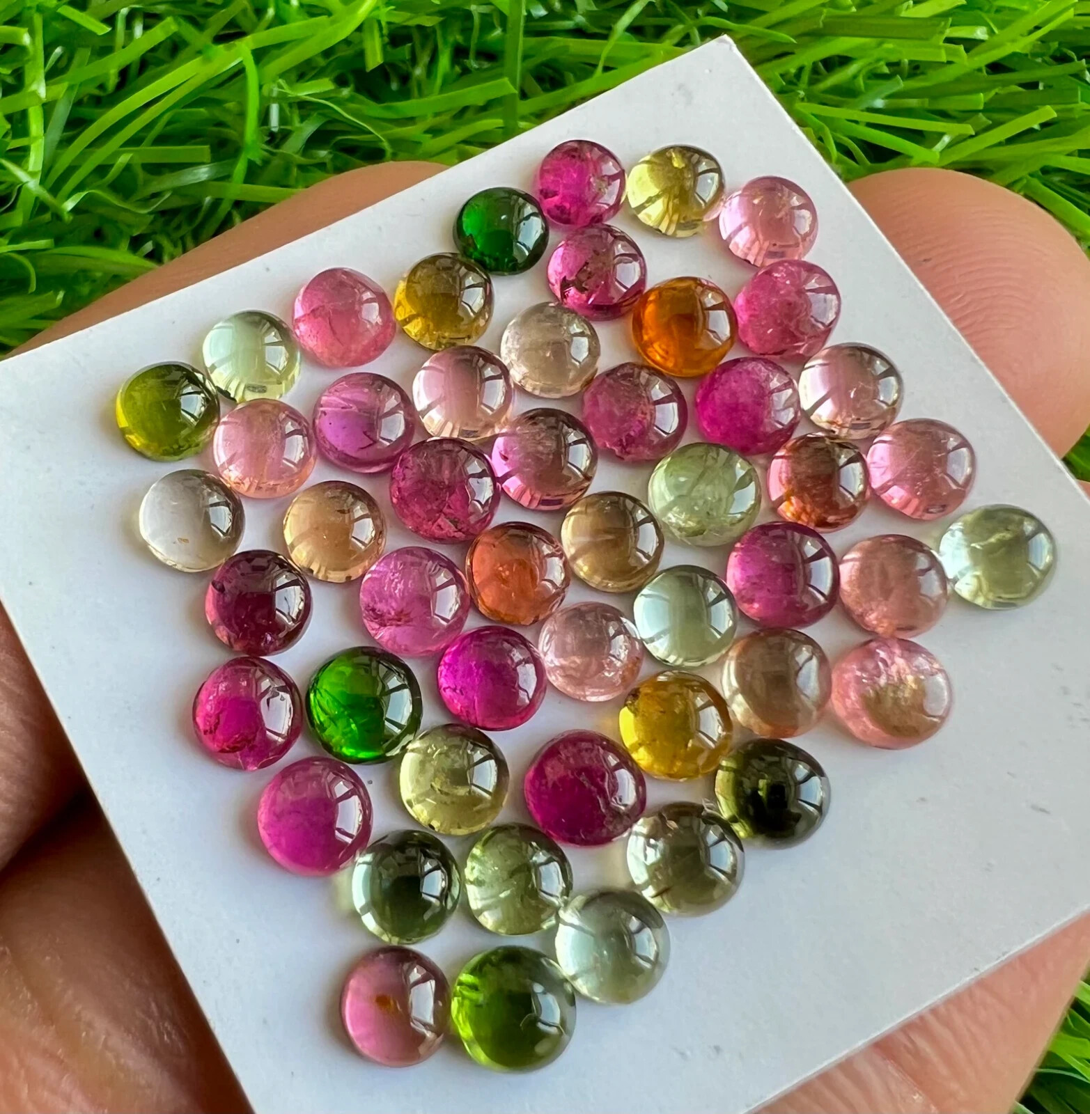 Natural Multi Tourmaline 4 MM Round Loose Gemstone Cabochon 50 Pcs 15.85 Crt