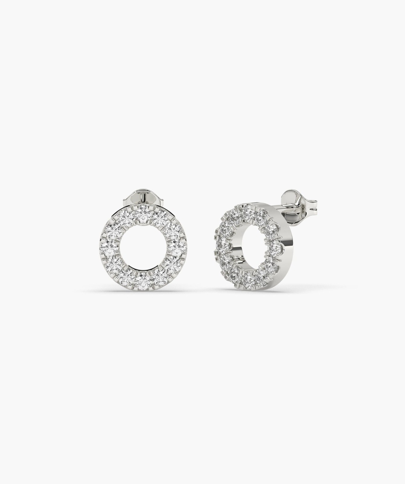 Round Lab Grown Diamond 18K Gold Pave Diamond Open Circle Eternity Stud Earrings