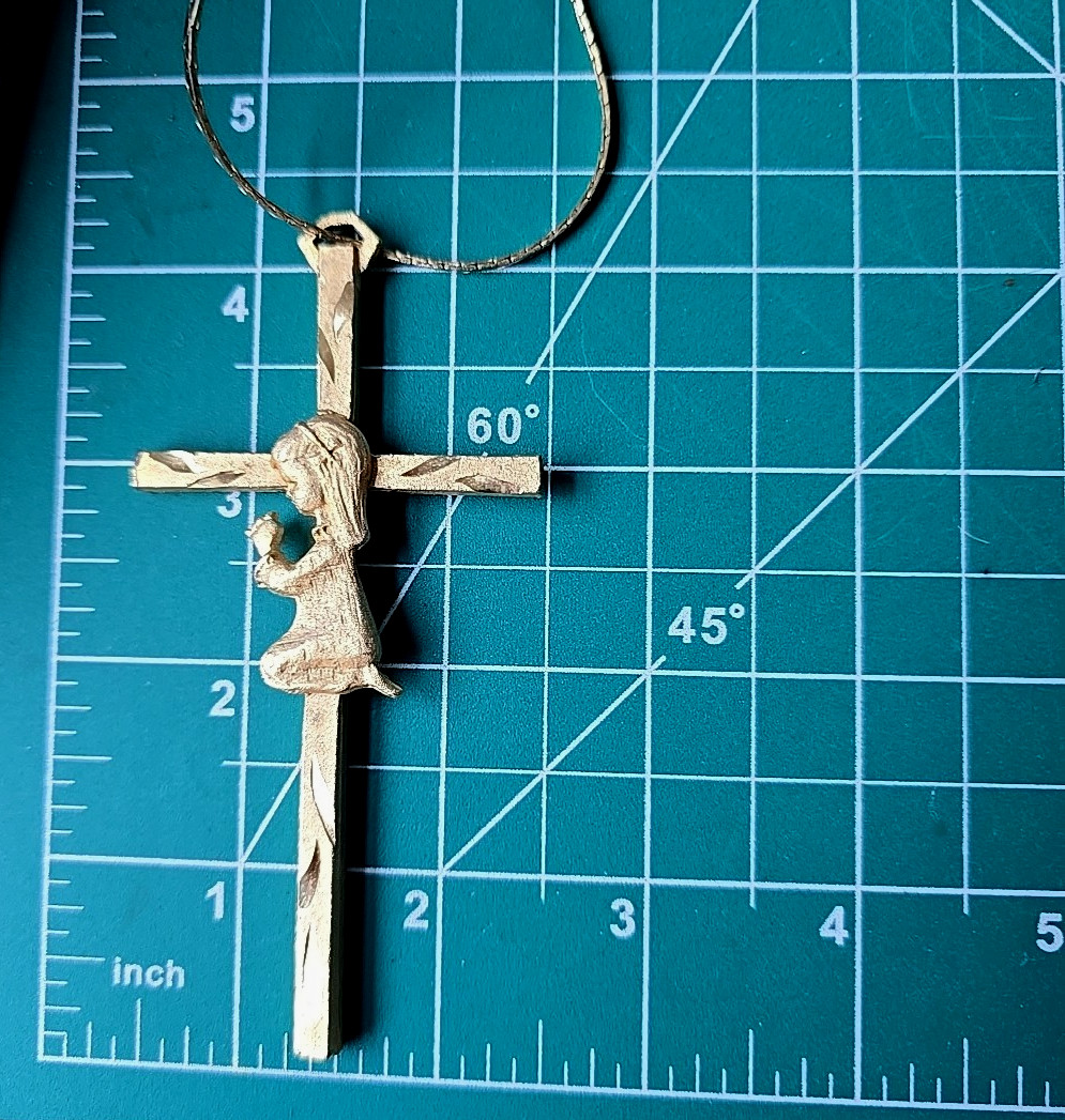 Vintage Gold Tone Cross Pendant Chain Necklace 24″L