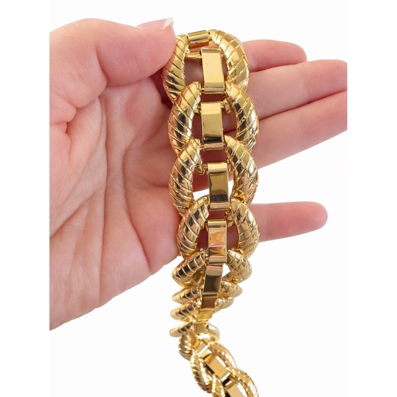 Chunky Gold Statement Chain Necklace Heavy Weight Double Link Collar NWT
