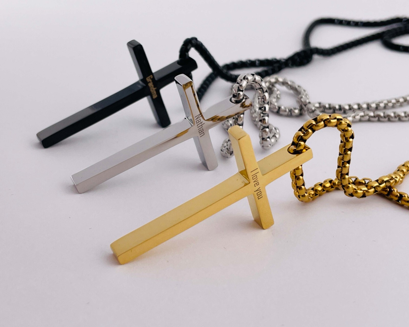 Personalized Engraved Cross Necklace Christian Catholic Easter Gift Pendant
