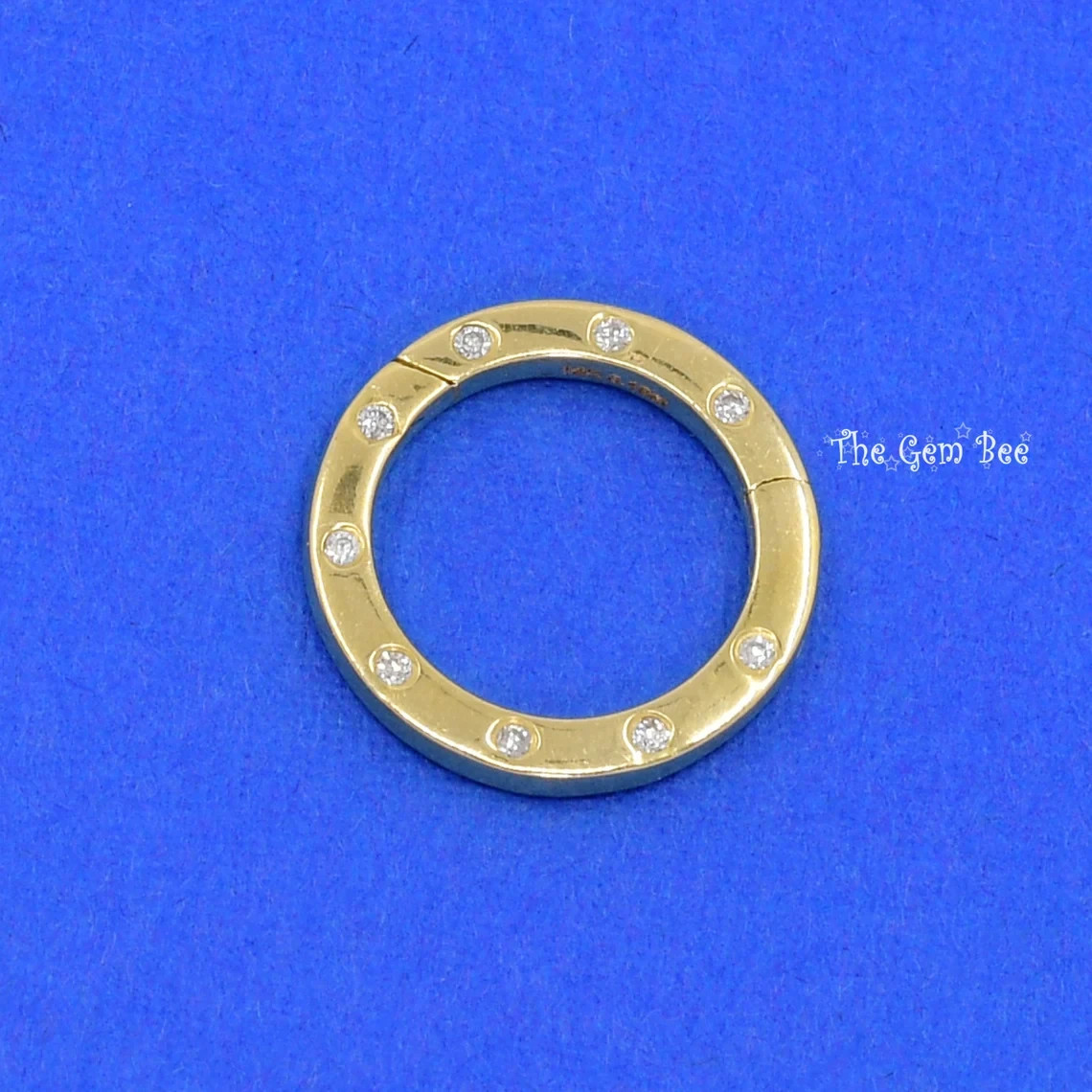 14.2mm 11.8mm 14K Yellow Gold Diamond Circle Charm Holder Snap Locker Pendant