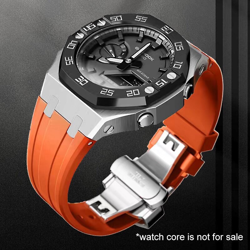 Steel Dial Bezel Mod Kit Case Band for G-Shock GA-2100 GA2110 Metal Rubber Strap