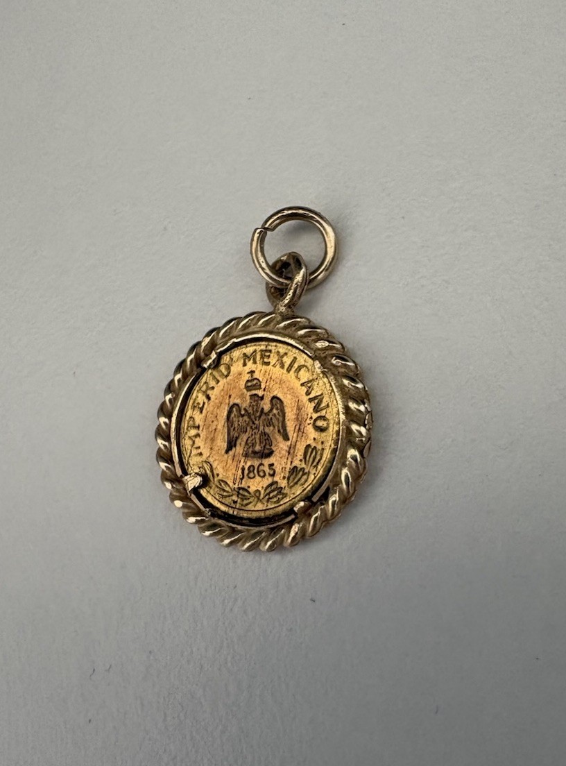 14kt Yellow Gold Imperio Mexicano 1865 Coin Pendant 1.1gram