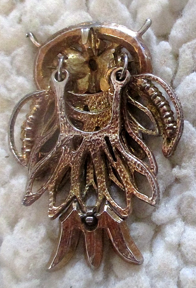 Vintage lot (2) diff. Unsigned Articulated Rhinestone Owl Pendants Only No Chain