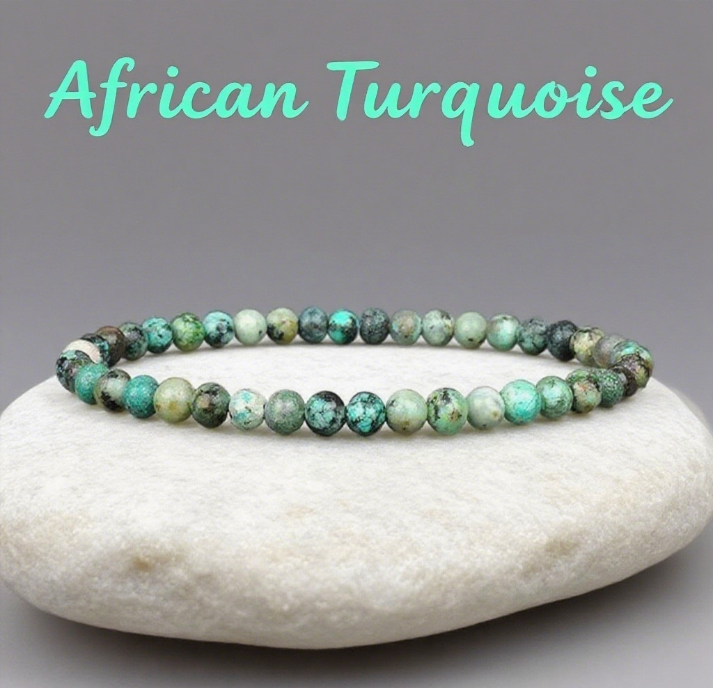 Natural African Turquoise Stretch Bracelet 4mm Beads Reiki Healing Crystal Gifts