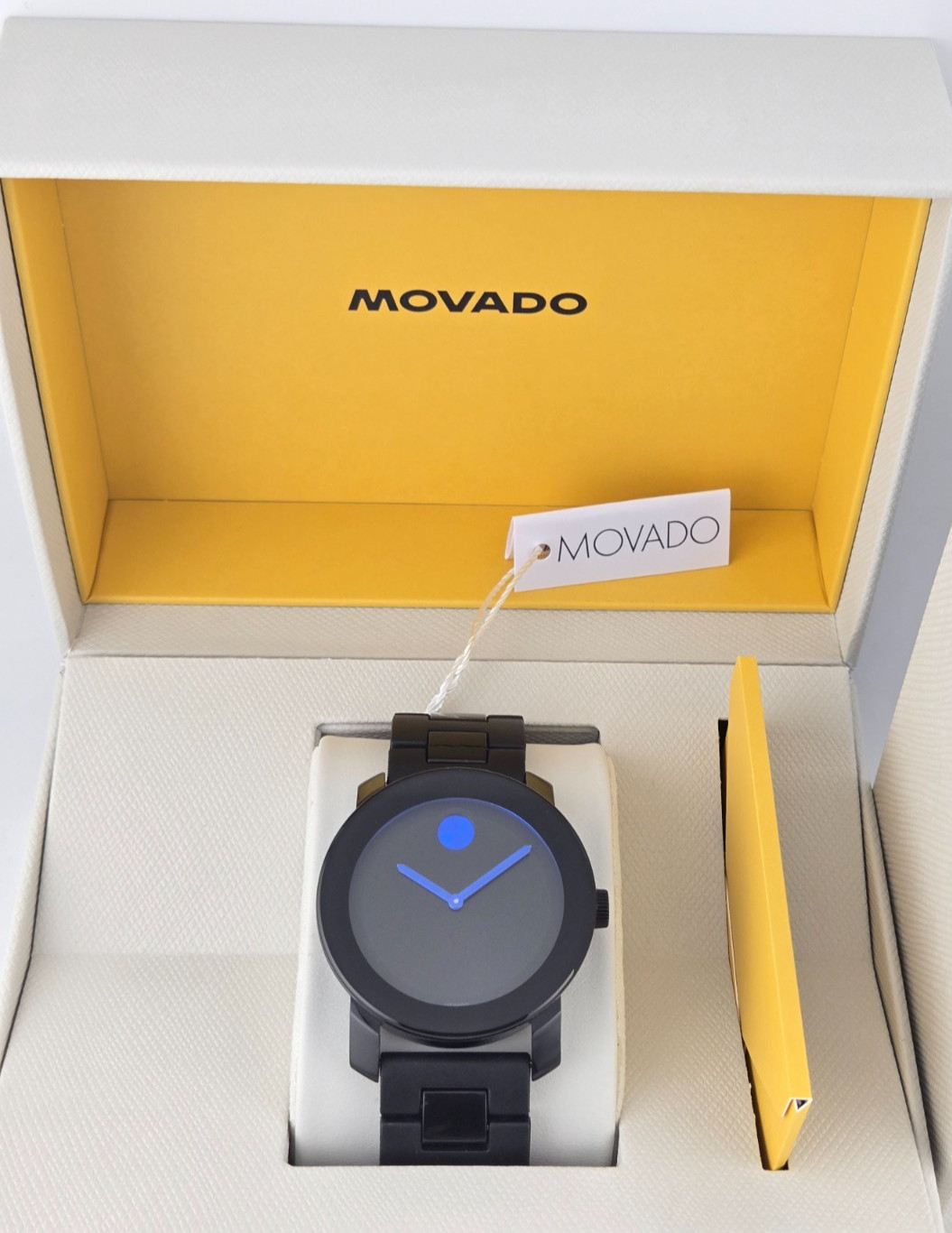 Movado Bold Black Dial Blue Accent Swiss Men’s Watch – 3600099 ($695 MSRP)