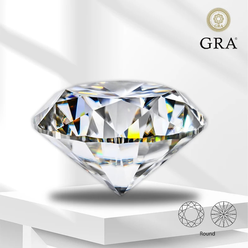 D Color VVS1 Round Cut Moissanite 0.1CT-12CT Lab Gem for Jewelry w/ Certificate