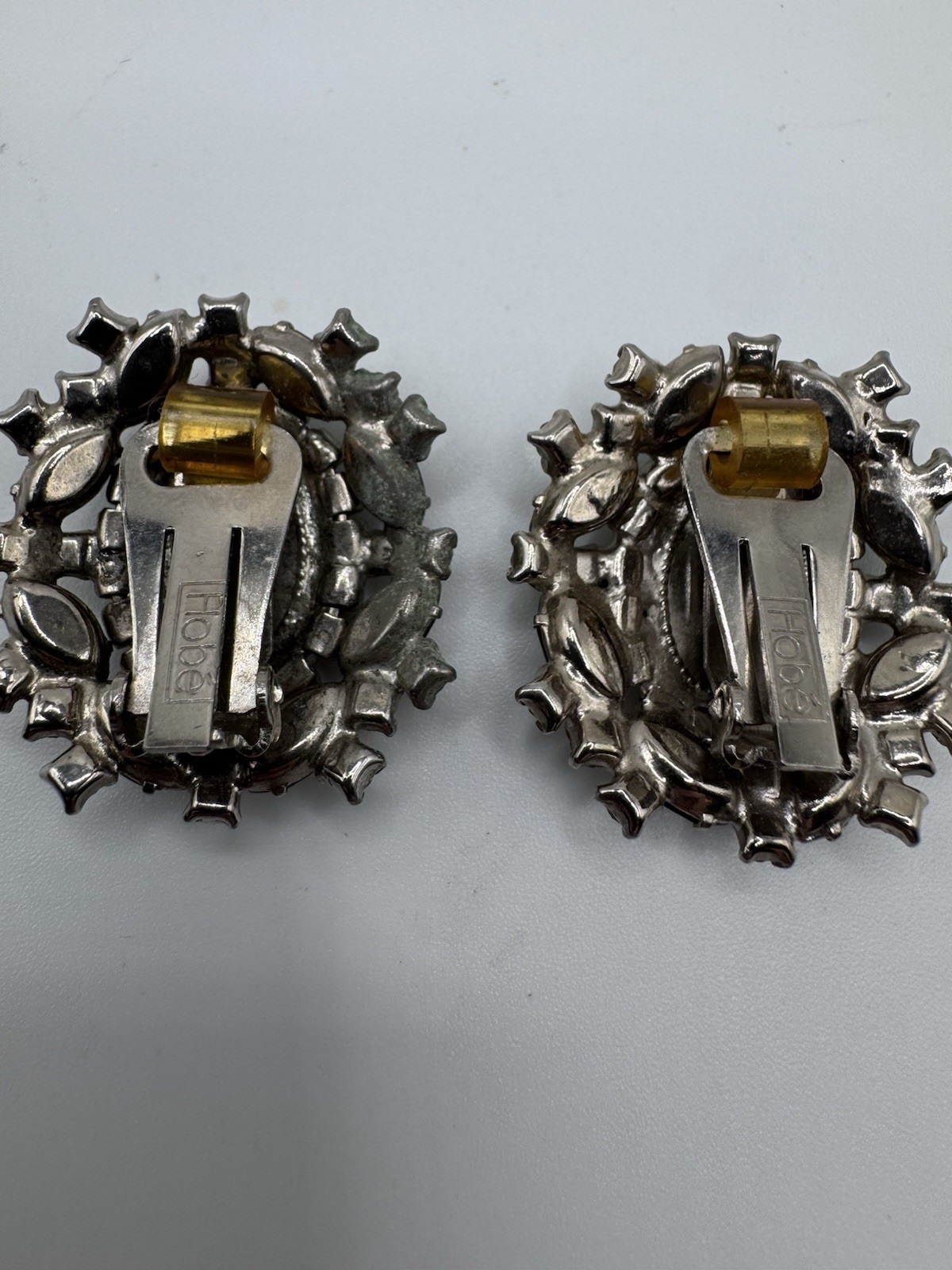 Vintage Hobe Signed Hand-Carved Shell Cameo Clip-On Earrings