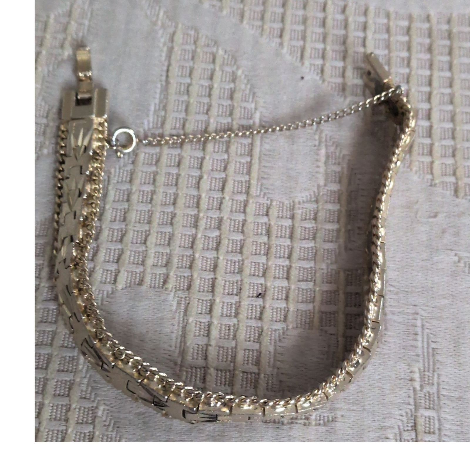Silver not stamped Chain Bangle Bracelet No Stone Metal Box Clasp Style Jewelry