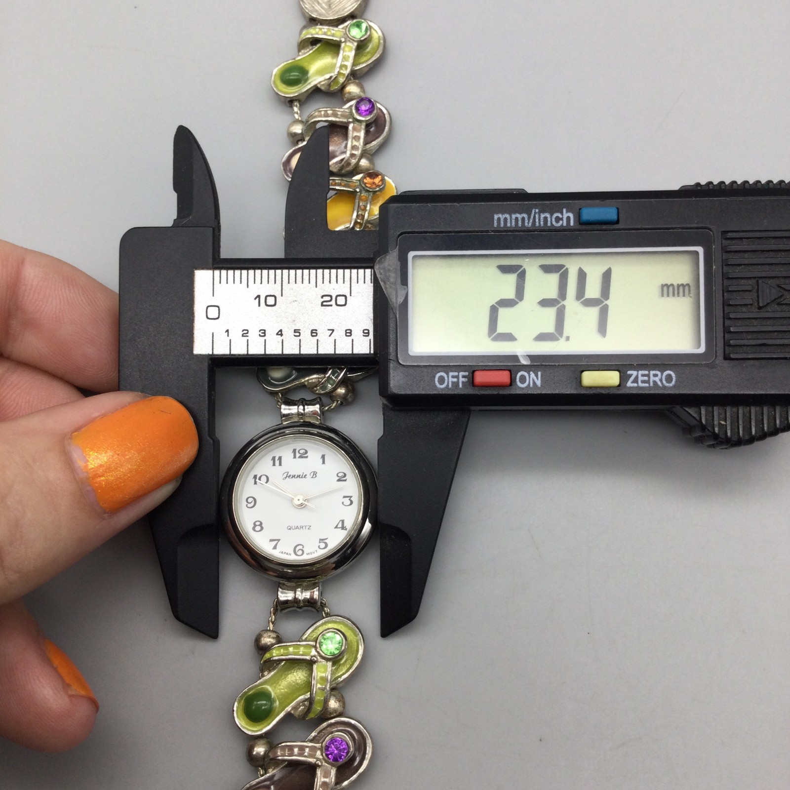 Vtg Jennie B Beach Watch Womens 23mm Slide Charm Bracelet New Battery 7.5″