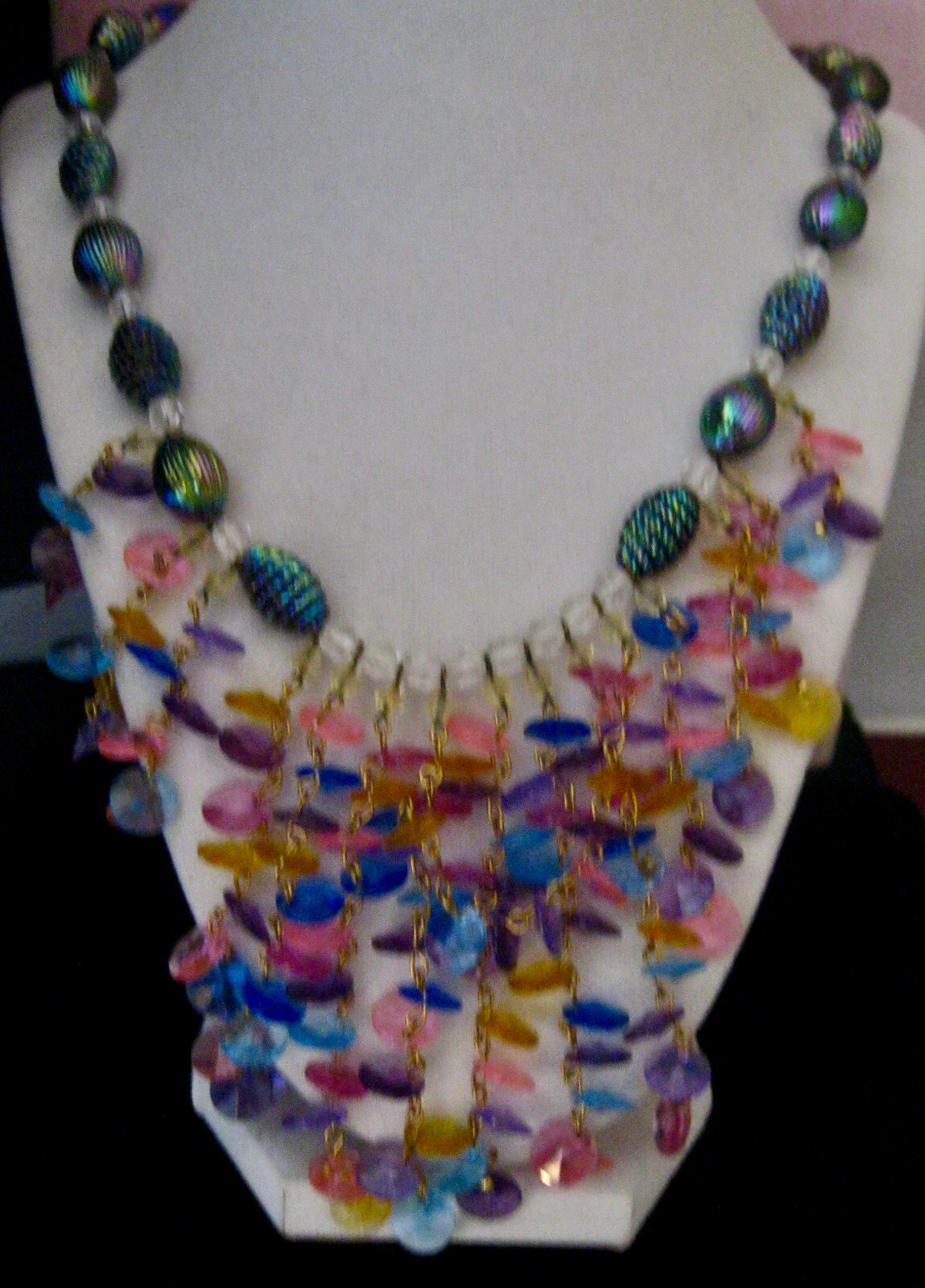 “VINTAGE ONE OF A KIND ASSORTED BEADED SPARKLING NECKLACE BY T. BURKE DESIGNS”