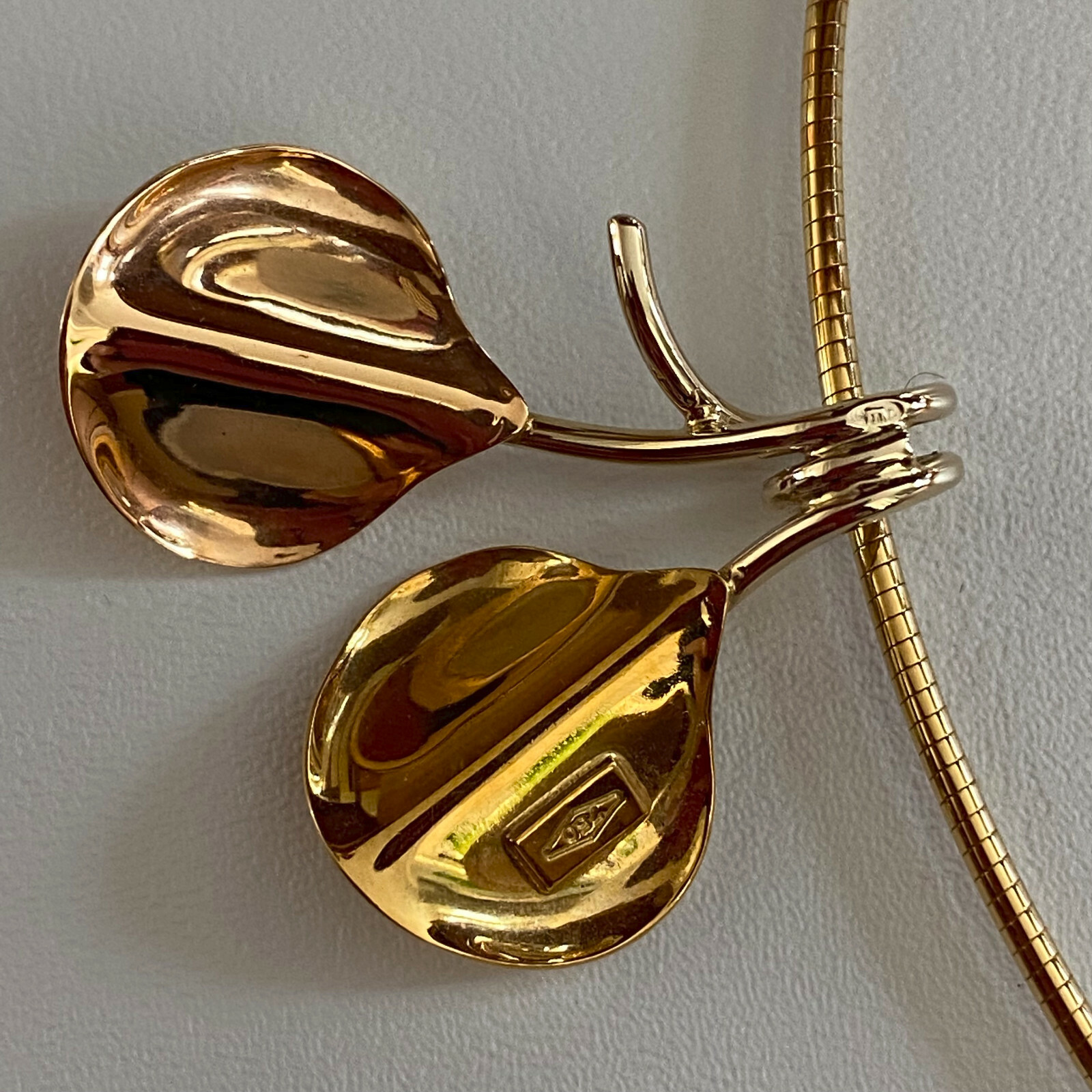 18K Rose & Yellow Gold Necklace 16 inch French – Collier Or 40 cm Vintage France