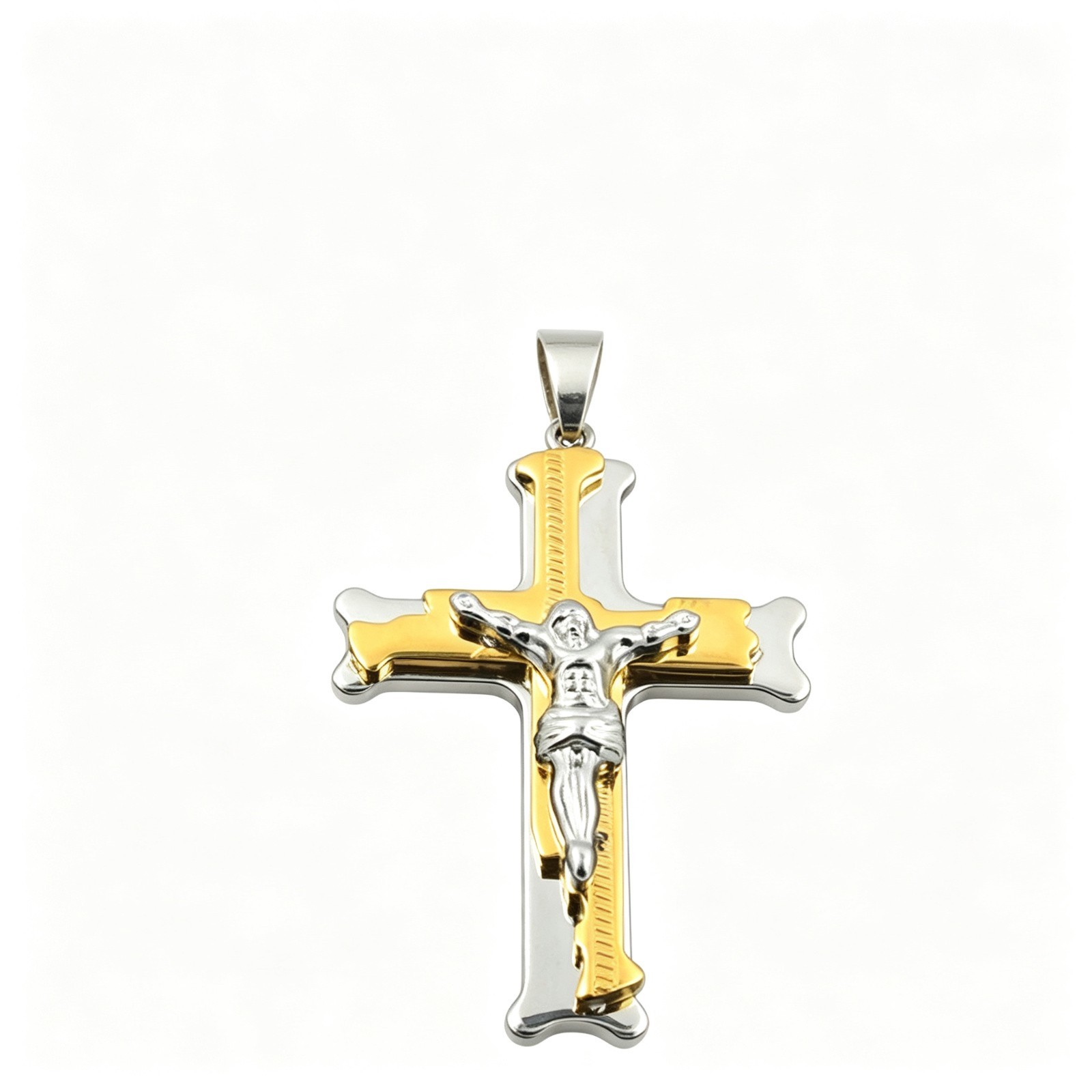 Men Gold Silver Black Jesus Cross Only Pendant