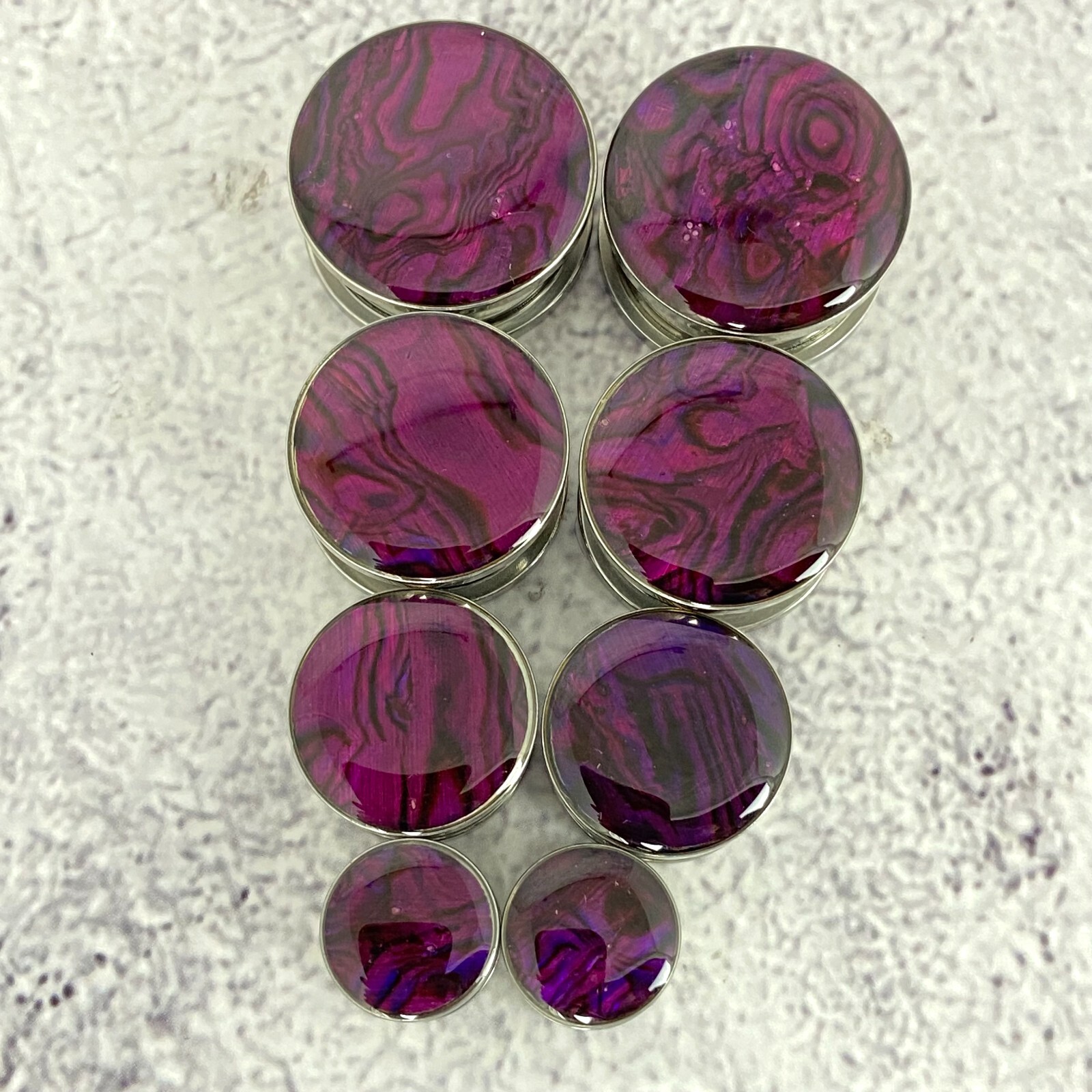 Pair of Screw on Purple Abalone Plugs gauges Choose Size 16g thru 1 inch
