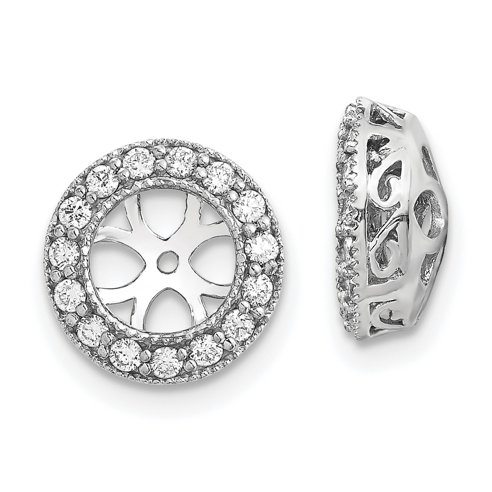 14k White Gold AA Diamond Earring Jackets