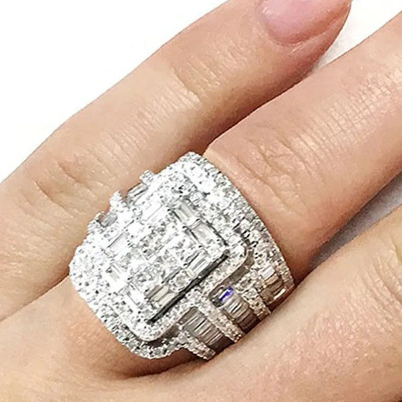 White Gold Diamond Ring Women’s Baguette Cut D Color Wedding Jewelry