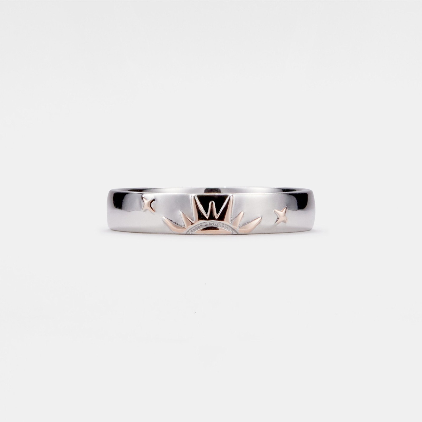 Sun Moon Star Couple Wedding Band Ring in 925 Sterling Silver