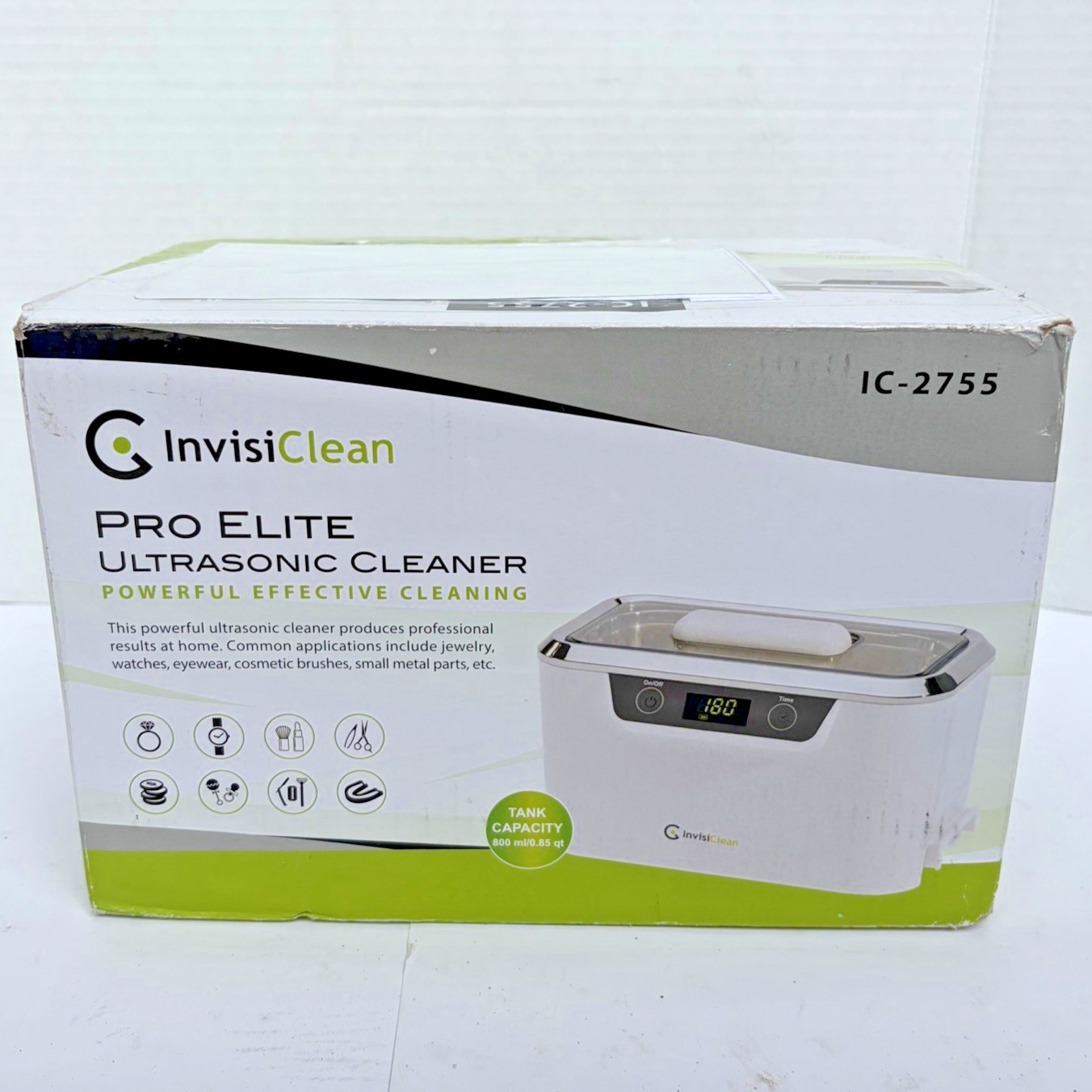 InvisiClean Pro Elite Ultrasonic Cleaner IC-2755 800mL Digital Jewelry Open Box
