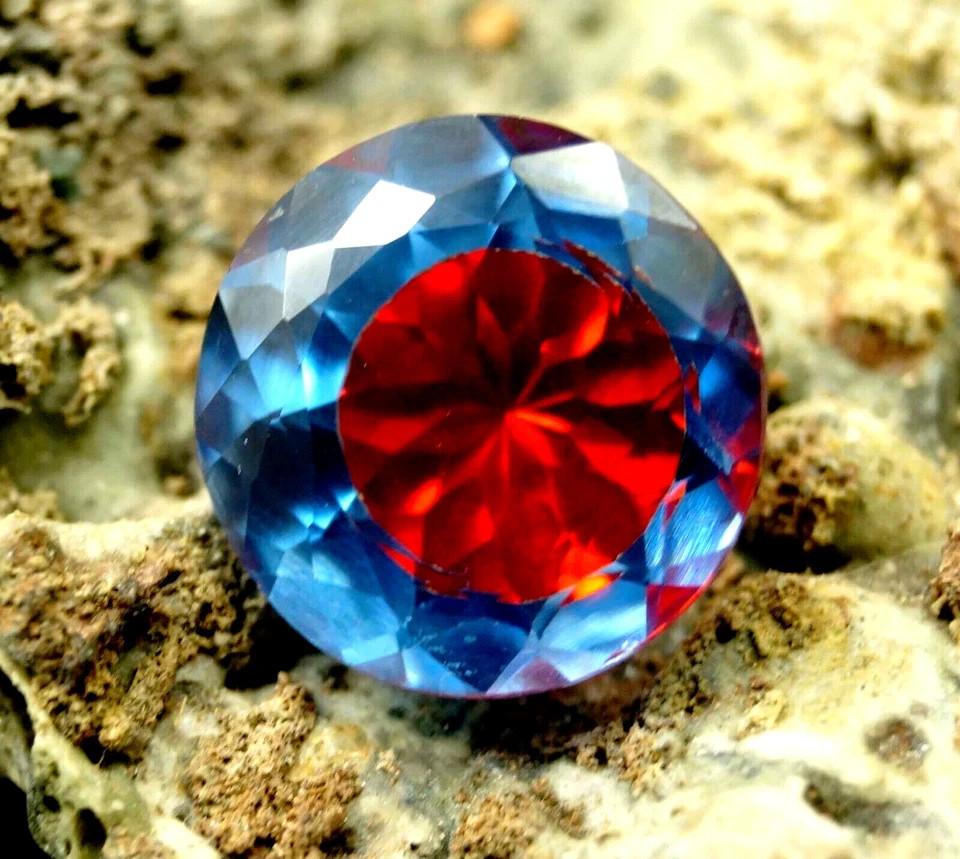 14 Ct Certified Pitambari Sapphire Natural Bi-Color Round Cut Loose Gemstone