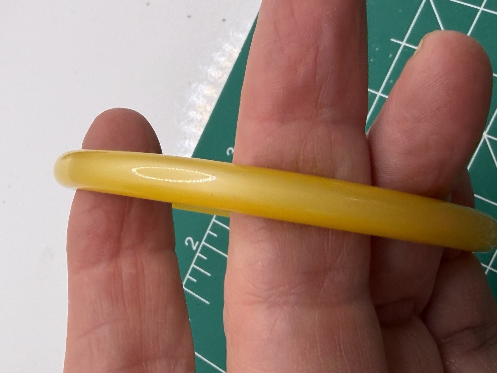 Vintage Yellow Moonglow Lucite Bangle Bracelet Plastic 1/4 Inch Wide