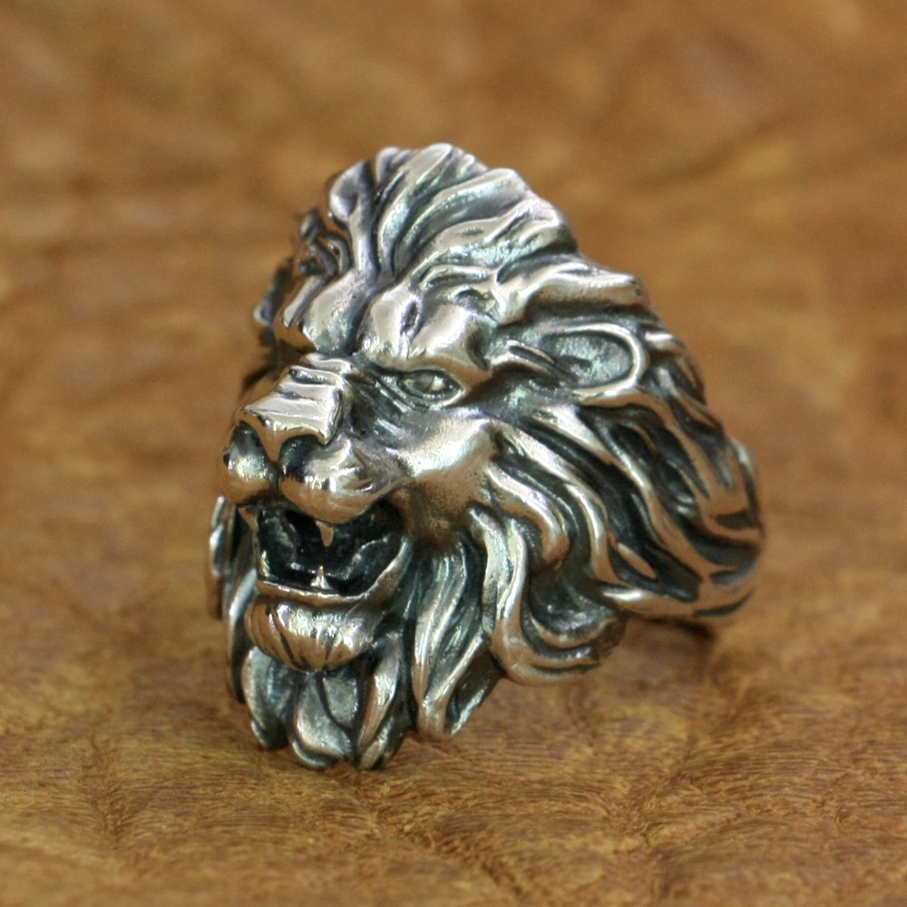925 Sterling Silver King of Lion Ring Mens Biker Rock Punk Ring TA191A US 7~15