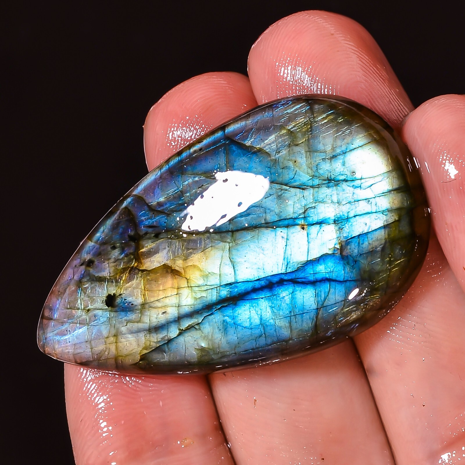 Untreated 57.55 CT Multi Flashing Cabochon , Labradorite Pear Gemstone 24x42x6mm