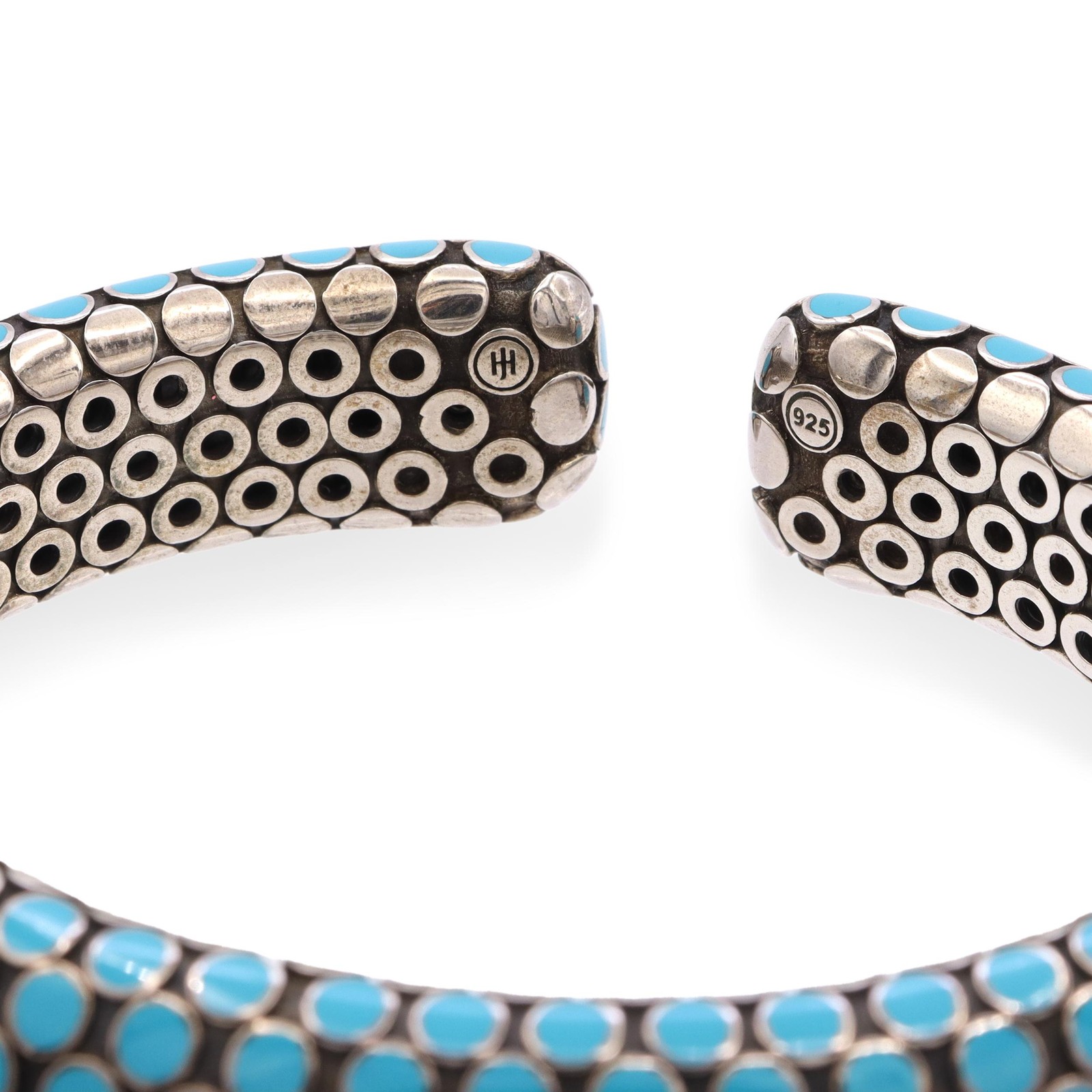 John Hardy Sterling Silver Turquoise Enamel Dot Flex Cuff Bracelet