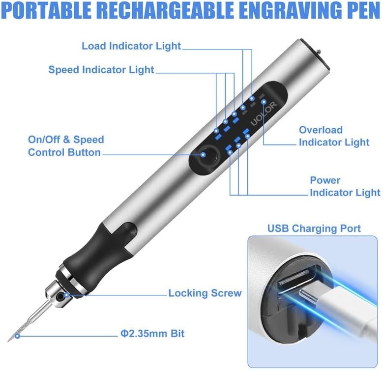 USB Rechargeable Engraving Pen 42 Bits Cordless Mini Rotary Tool Etching