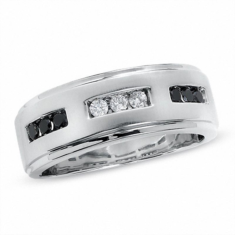 0.27Ctw Black & White Round Cut CZ Men’s Engagement Wedding Ring In 925 Silver