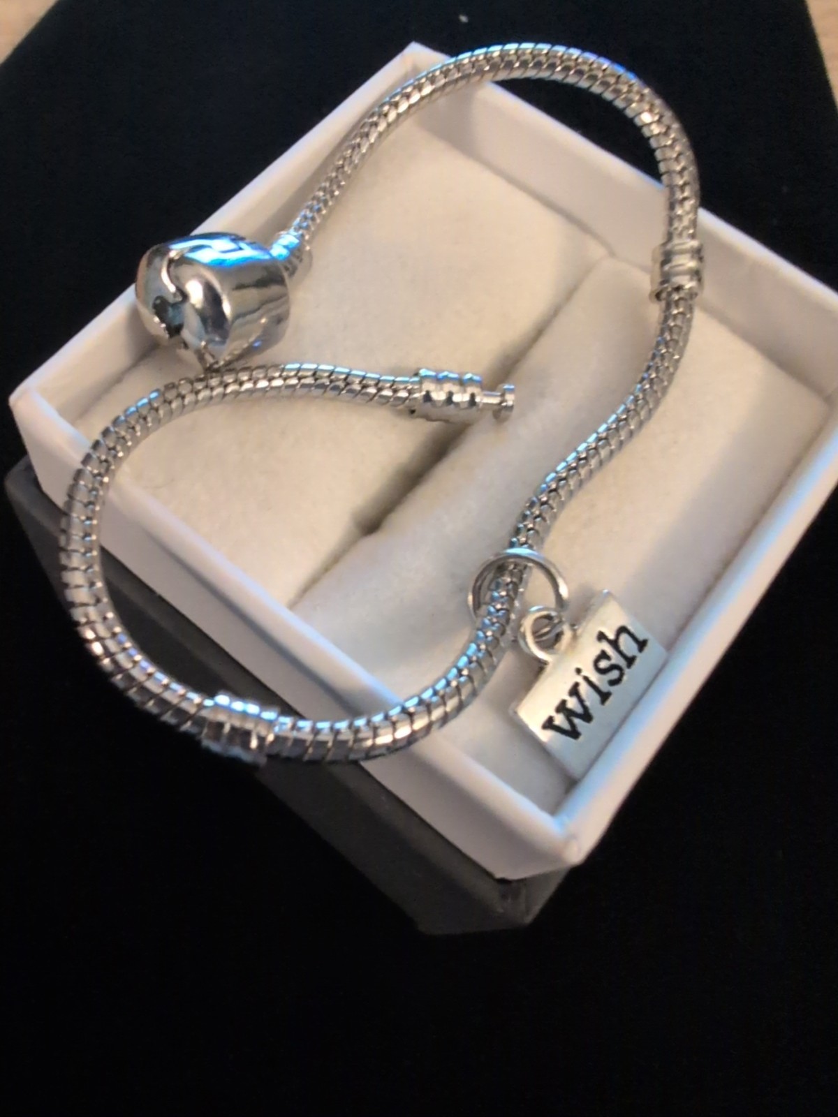 Starling Silver 925 Thick Heavy Charm Bracelet 11.5G With A 925 Wish Charm 7 In