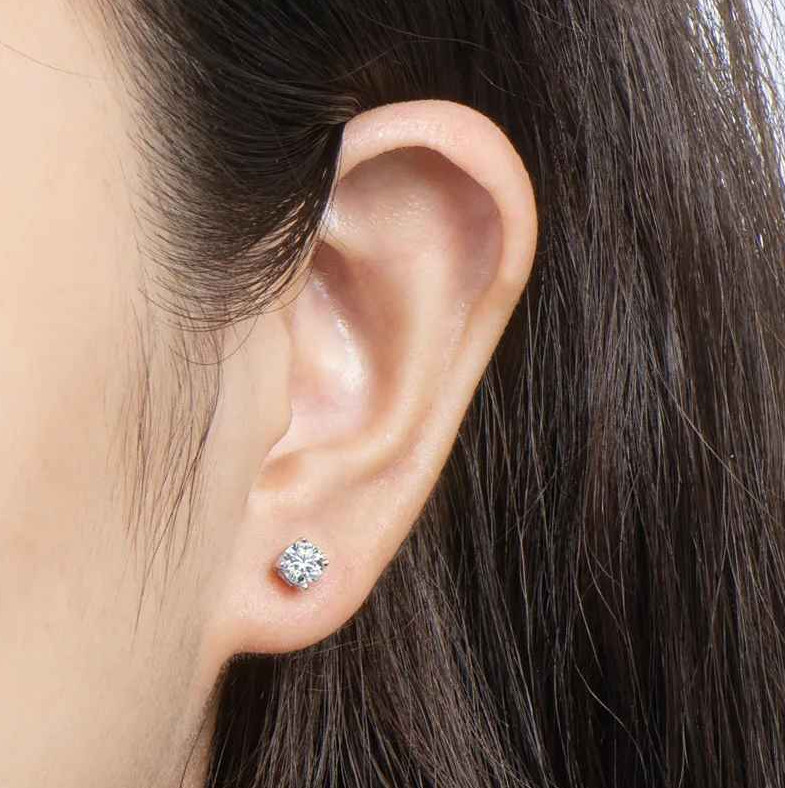 18k White Gold Plated Real 0.2-3CT D Color Moissanite Stud Earrings For Women