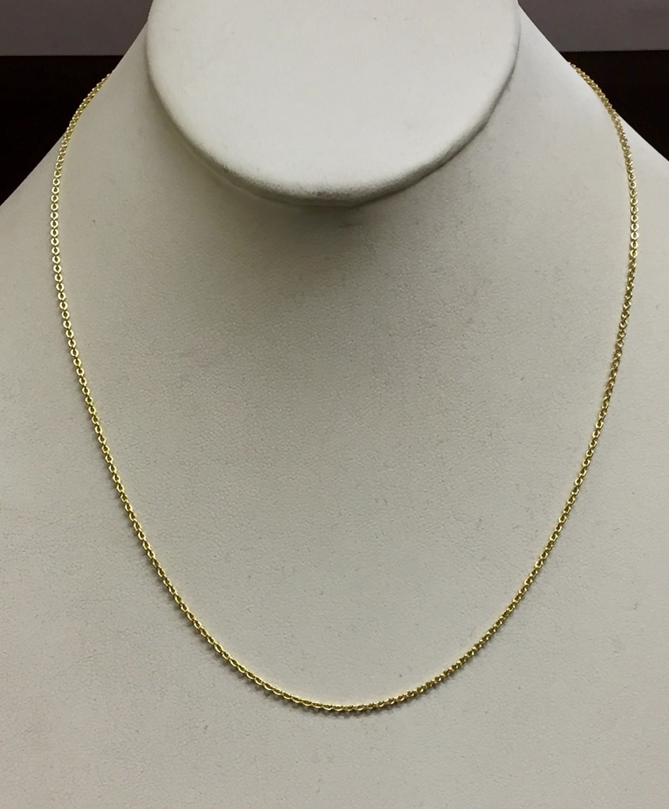 14k Yellow Gold Cable Link Pendant Chain/Necklace 20″ 1.5 mm 1.6 grams RCAB40